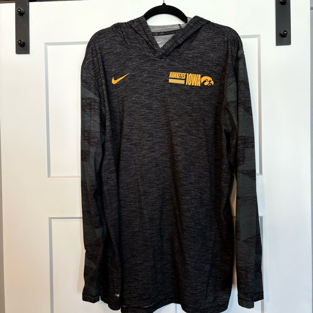 Nike Iowa Hawkeyes Dri Fit Black and Gold Lightweight Hoodie